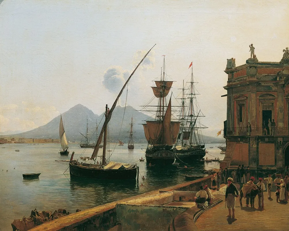 Der Hafen Von Neapel Mit Vesuv by Rudolf von Alt - Canvas Print