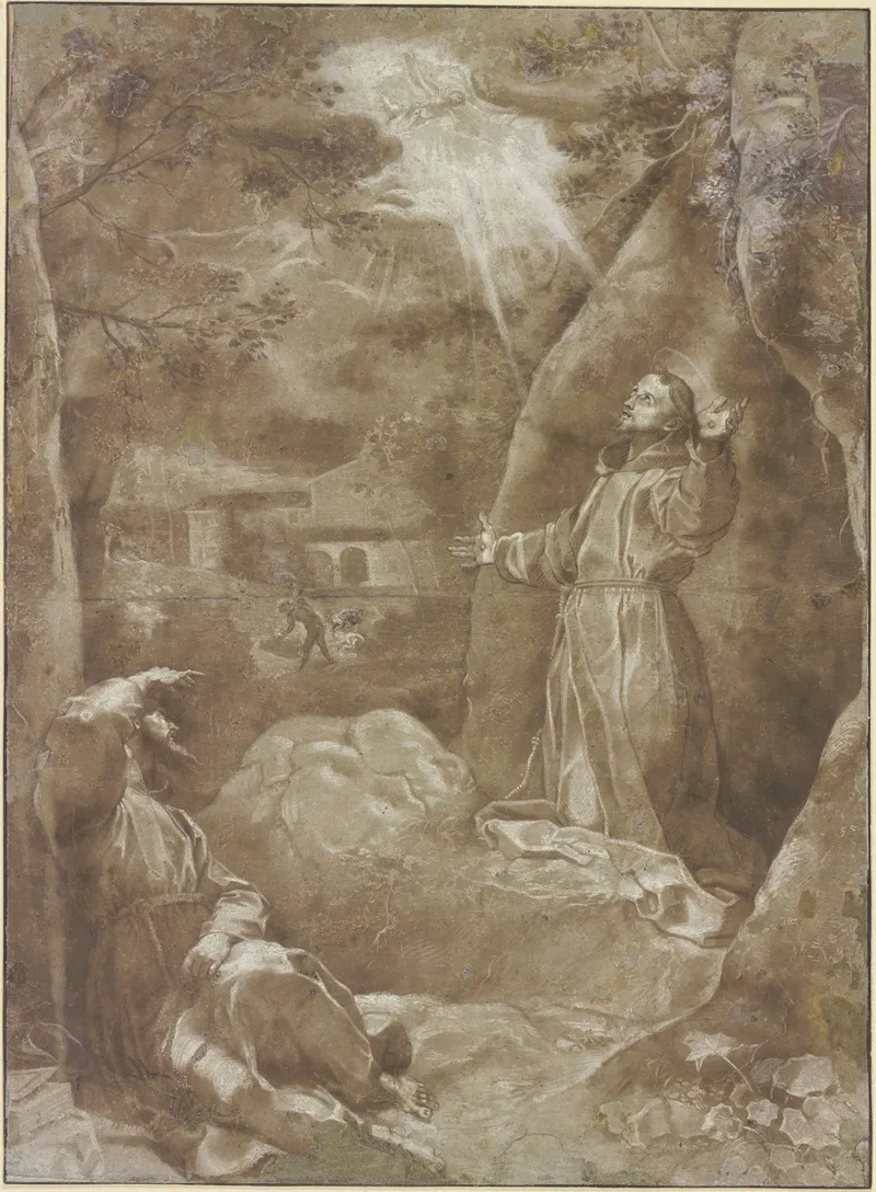 Der Heilige Franziskus Empfangt Im Beisein Bruder Leos Von Assisi Die Wundmale