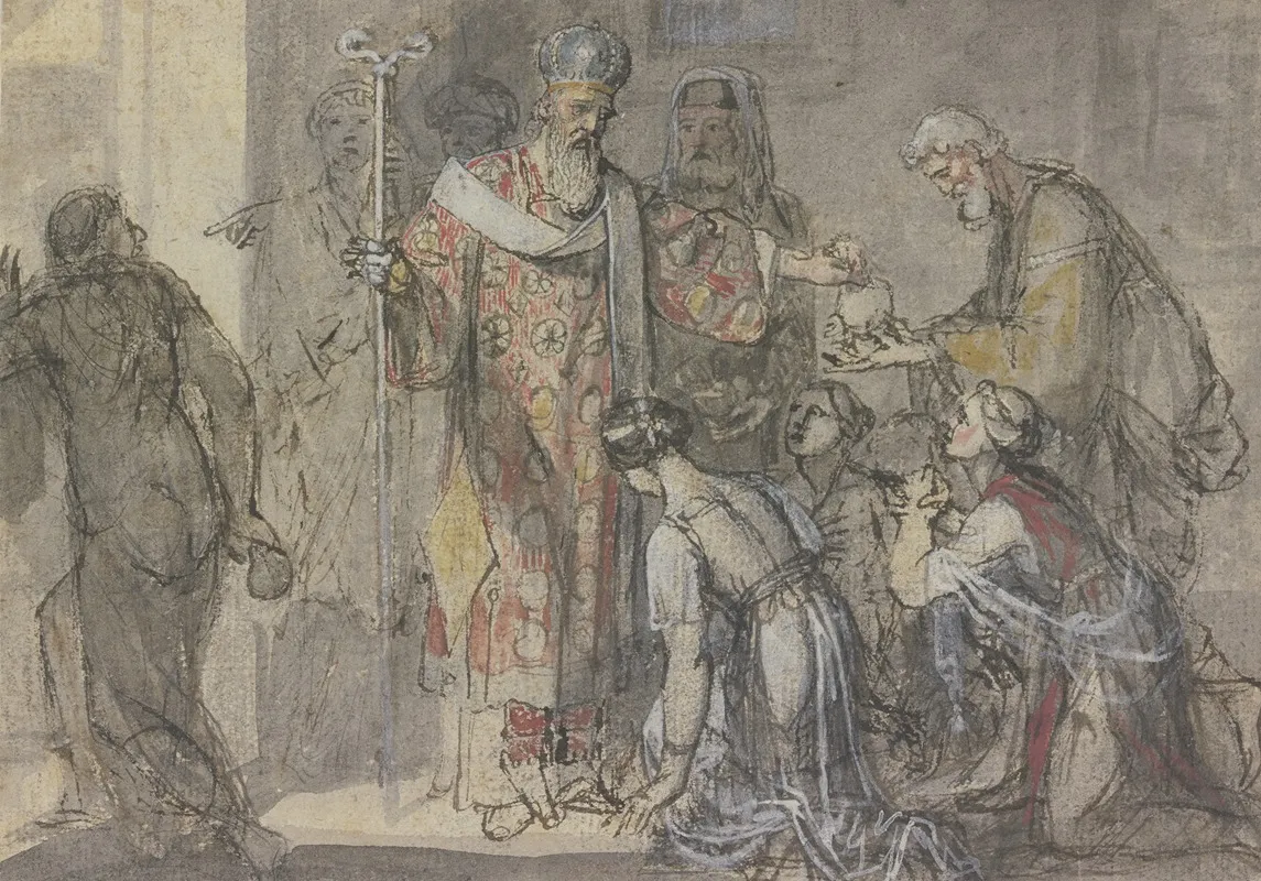 Der Heilige Nikolaus Von Myra Verteilt Geschenke