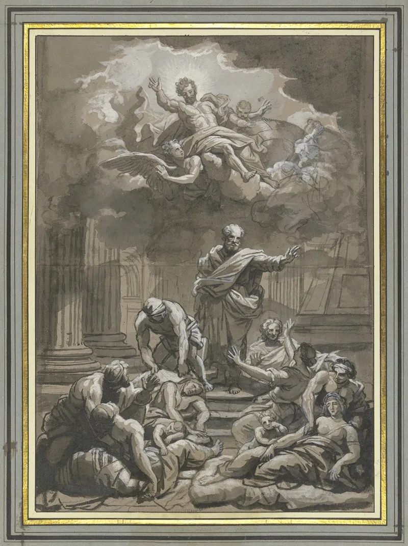 Der Heilige Petrus Heilt Die Kranken Mit Seinem Schatten by Jean Jouvenet - Canvas Print