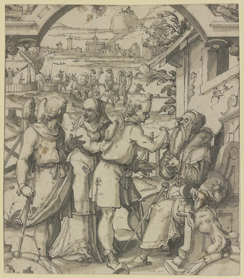 Der Heimgekehrte Tobias Heilt Seinen Blinden Vater by Christoph Murer - Canvas Print