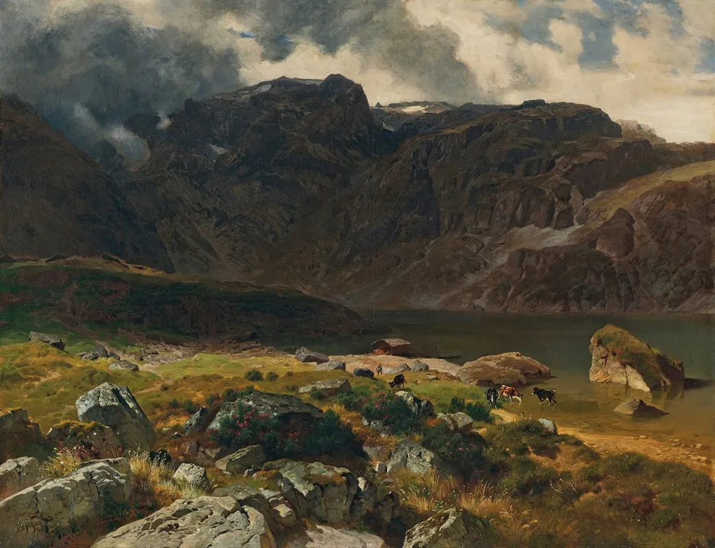 Der Hintere Murgsee St Galler Alpen by Johann Gottfried Steffan - Canvas Print