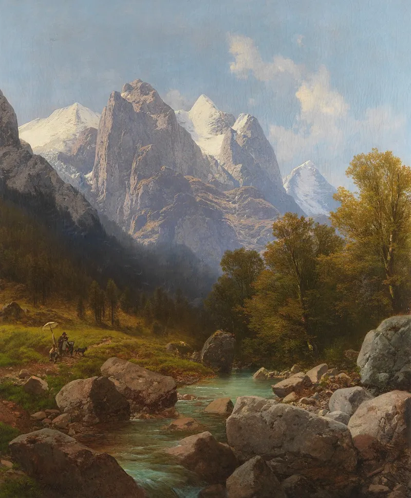 Der Maler Im Gebirge by Carl Millner - Canvas Print