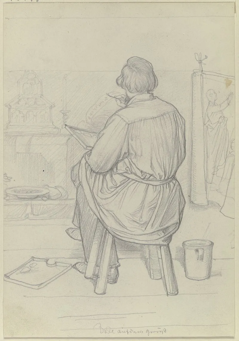 Der Maler Leopold Bode Als Ruckenfigur Sitzend Bei Der Arbeit 2