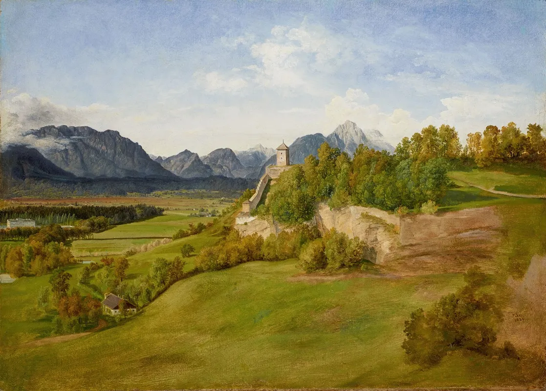 Der Monchsberg In Salzburg Mit Dem Josefsturm by Friedrich Loos - Canvas Print