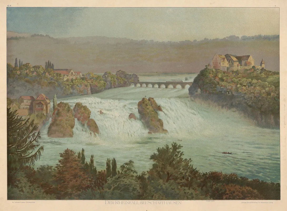 Der Rheinfall Bei Schaffhausen 3 by Adolf Lehmann - Canvas Print