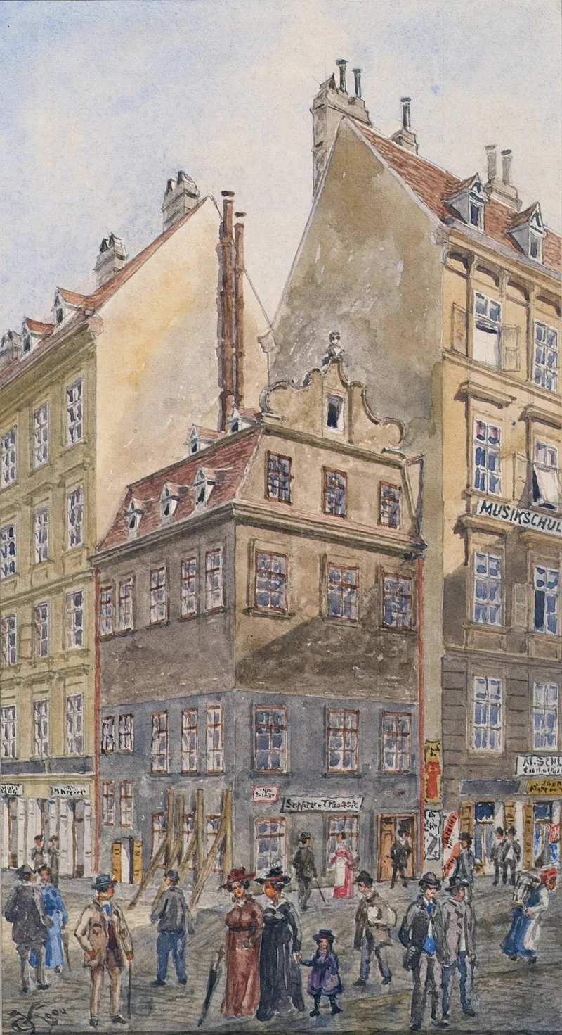 Der Salzgries In Wien Ecke Tiefer Graben by Gustav Korompay - Canvas Print
