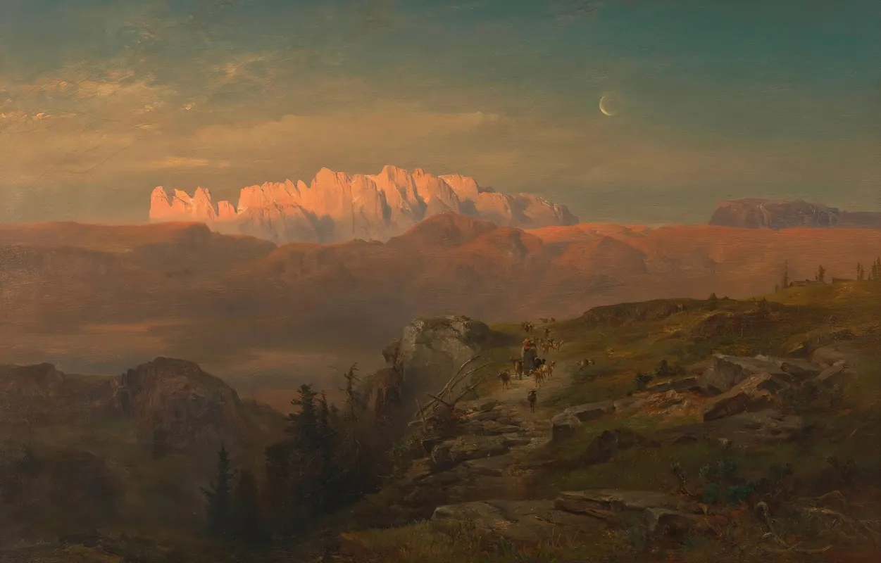 Der Schlern Von Oberbozen Aus by Anton Hansch - Canvas Print
