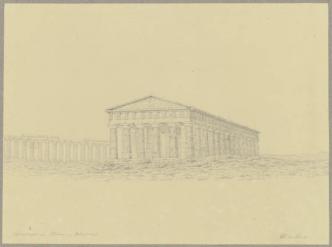 Der Sogenannte Poseidontempel Und Das Heraion In Paestum by Friedrich Wilhelm Ludwig - Canvas Print