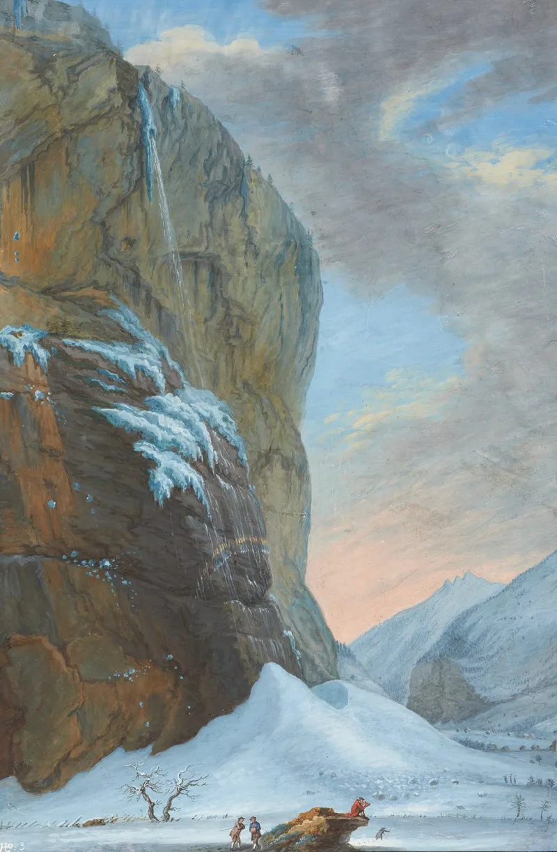 Der Staubbachfall Im Lauterbrunnental Im Winter by Caspar Wolf - Canvas Print