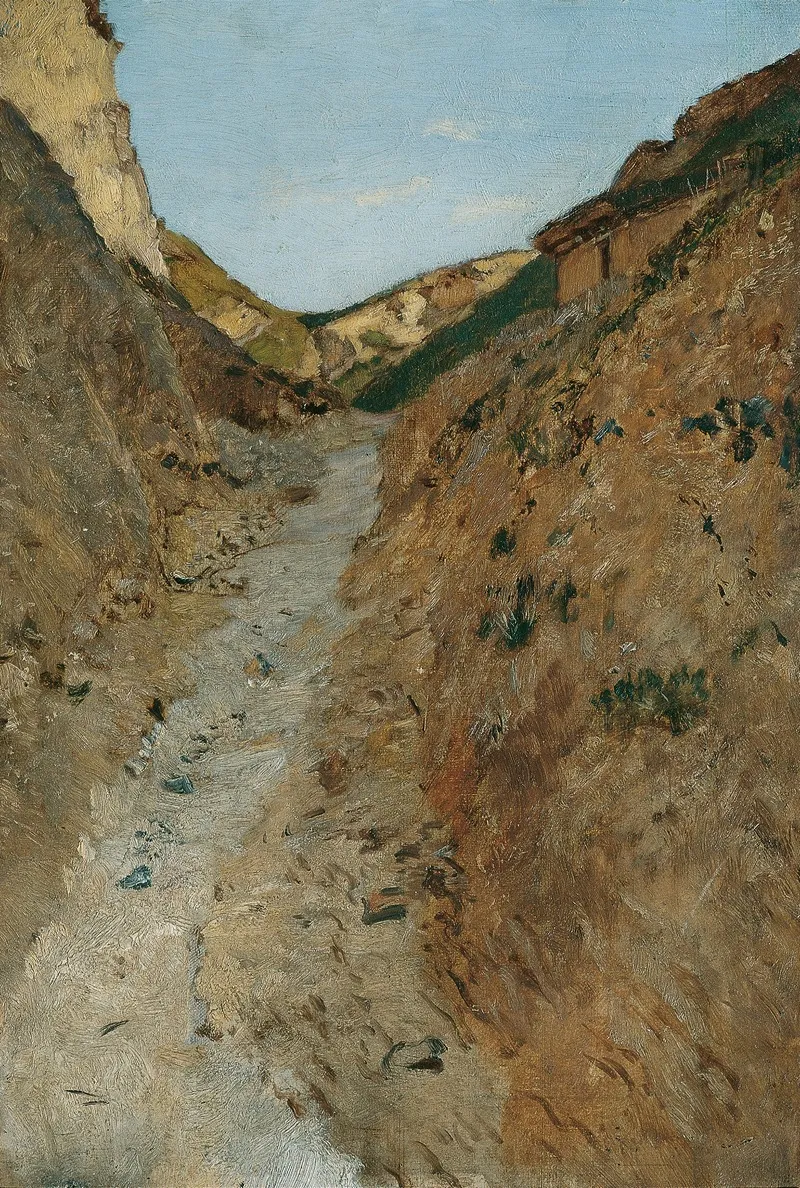 Der Weg Im Steinbruch by Eugen Jettel - Canvas Print