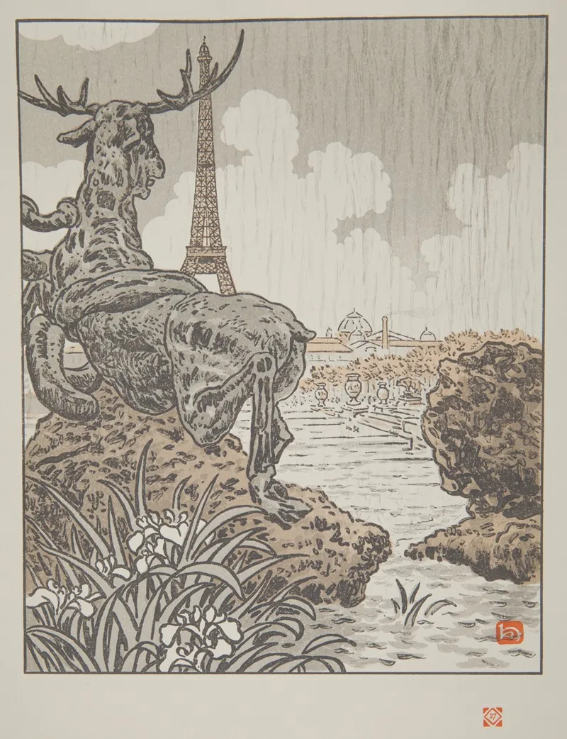 Derriere Lelan De Fremiet Trocadero by Henri Rivière - Canvas Print