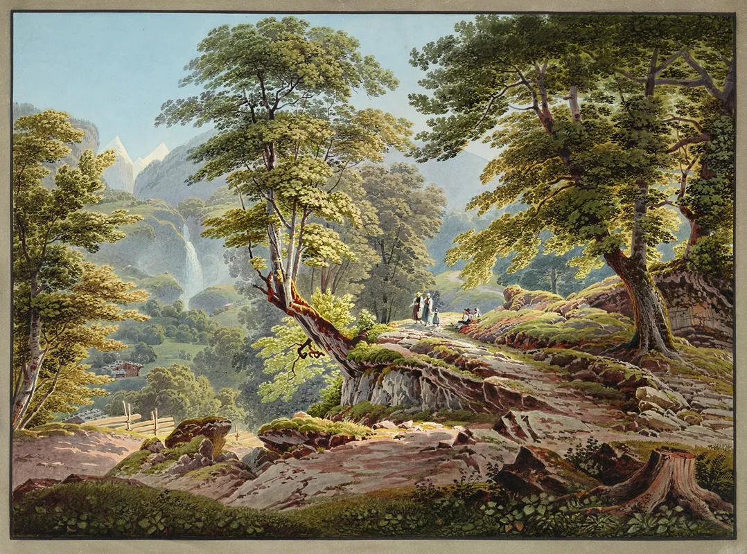Descente Du Hasliberg Vers Meiringen by Gabriel Lory the Younger - Canvas Print