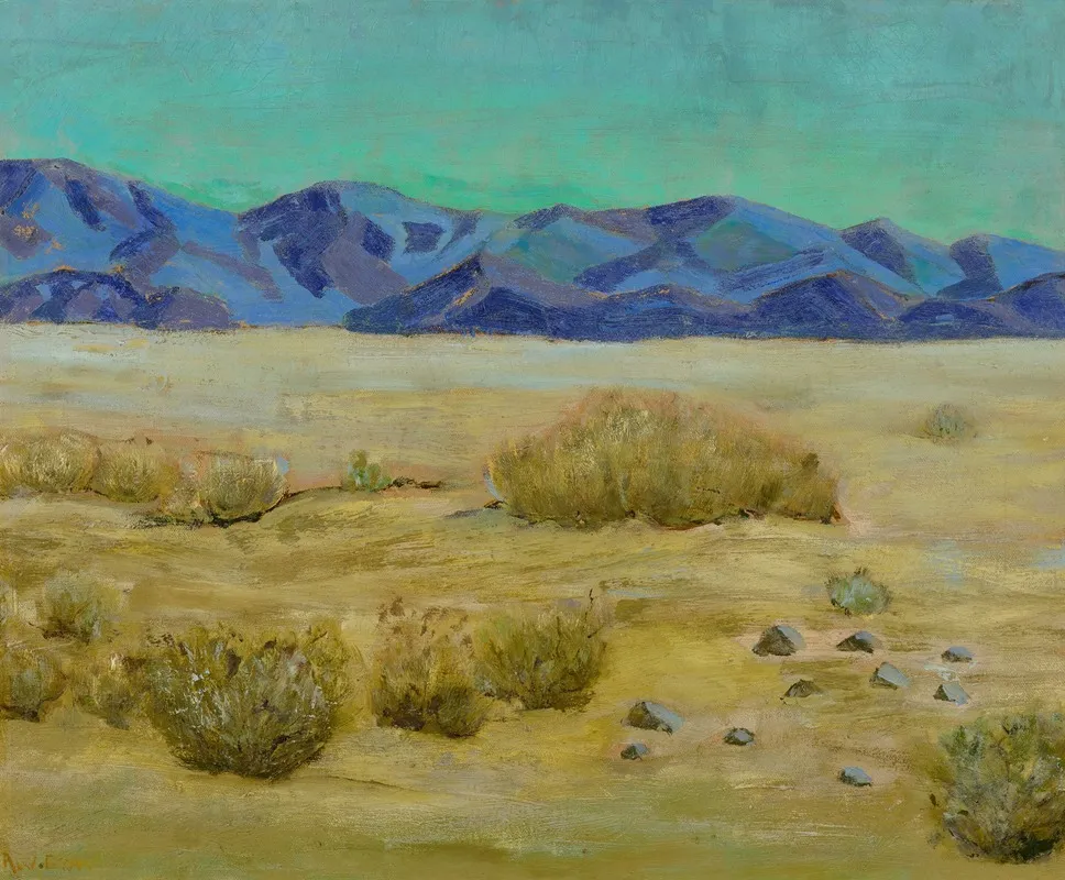 Desert Scene With Mountains by Arthur Wesley Dow - Canvas Print