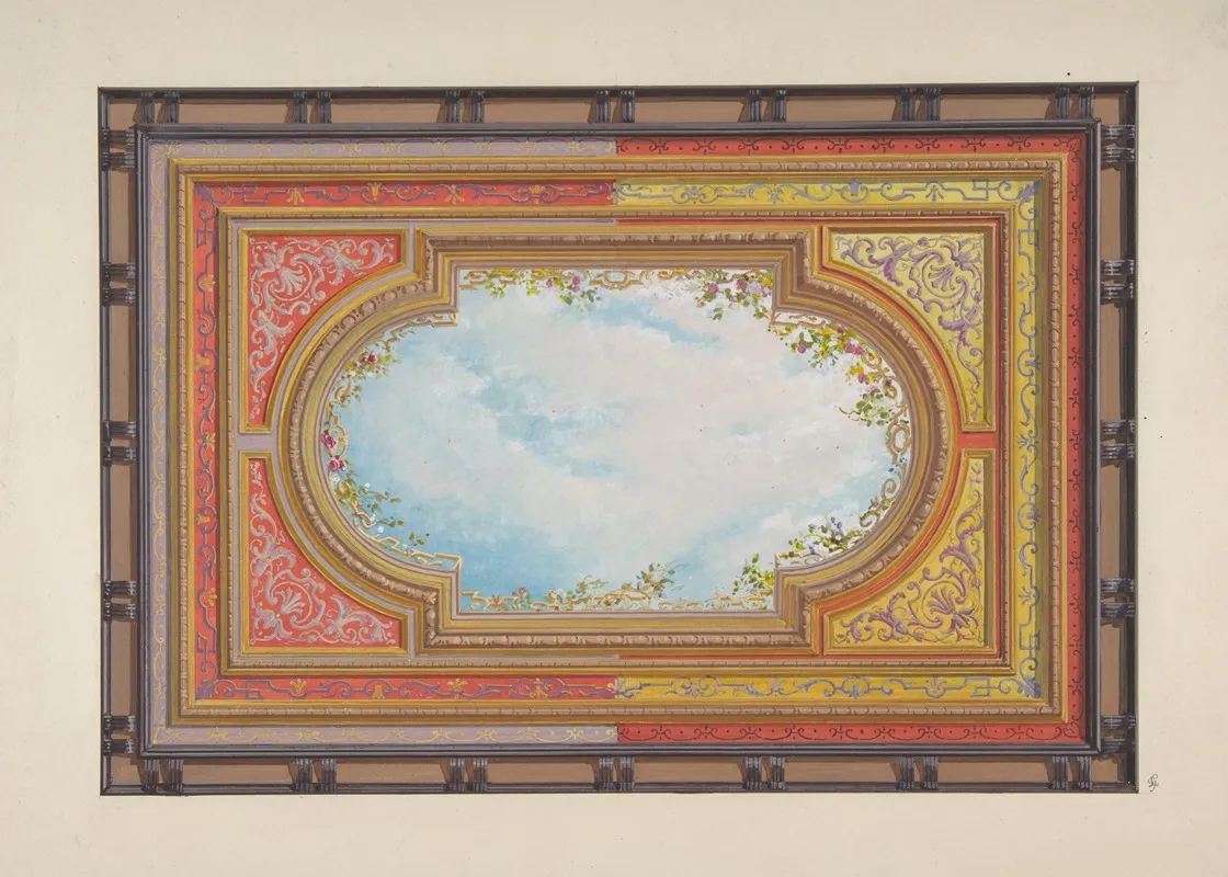 Design For A Ceiling Painted With Trompe Loeil Clouds
