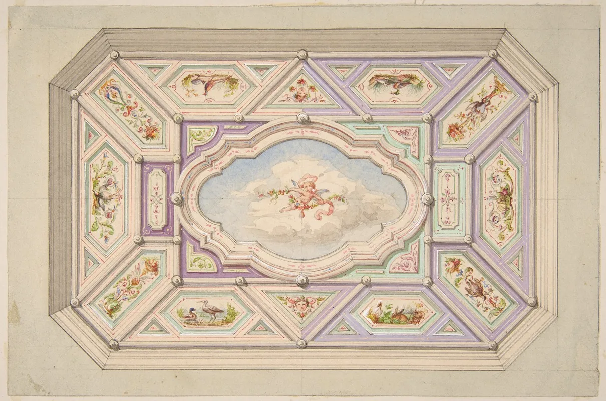 Design For A Ceiling With A Putto