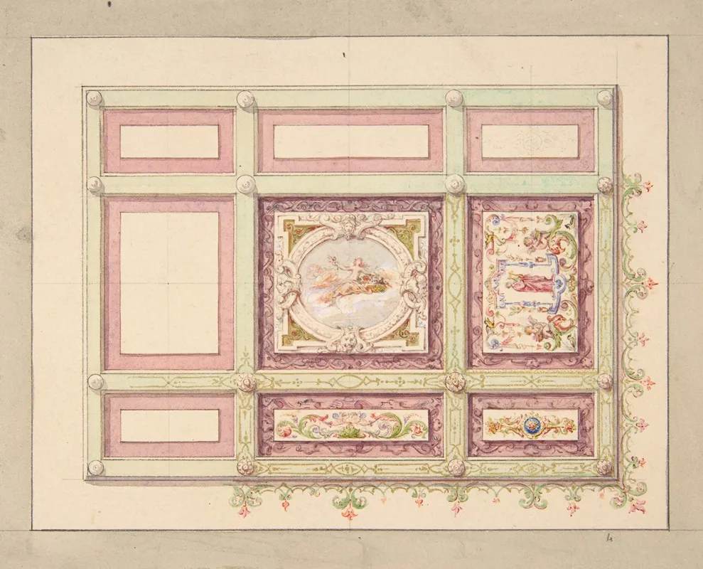 Design For A Ceiling With Allegorical Panels