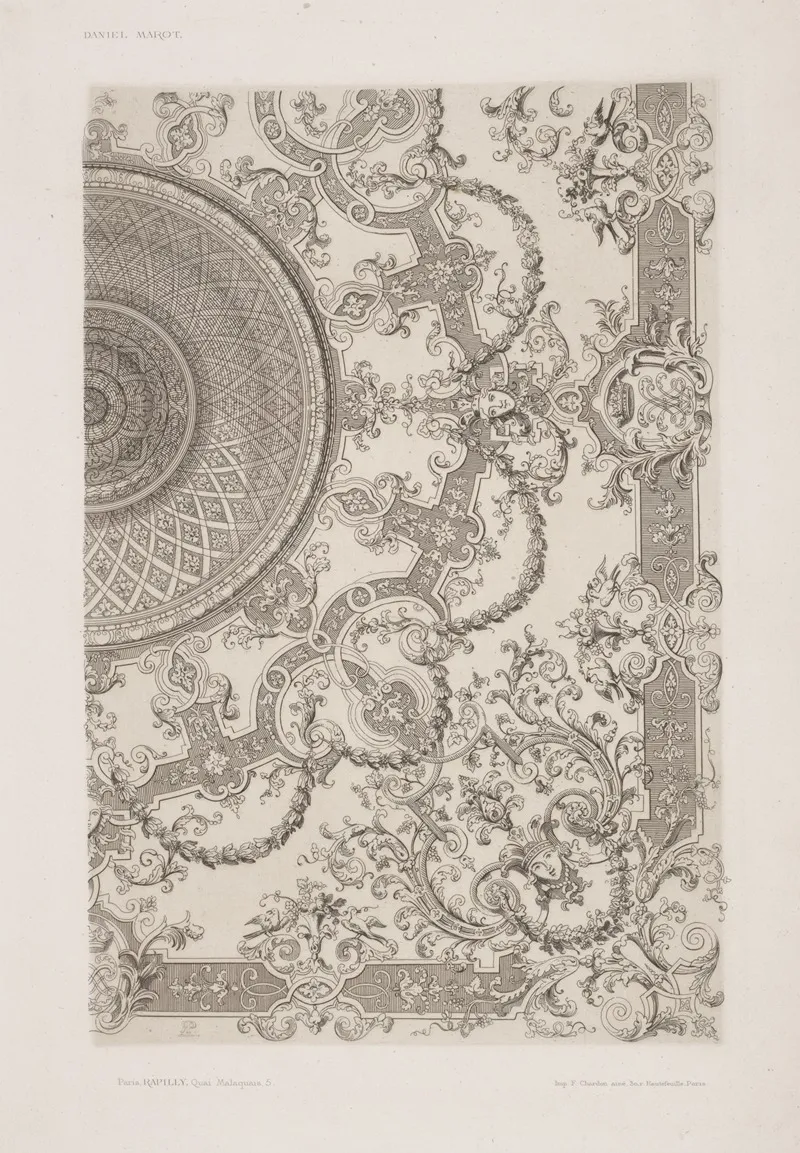 Design For A Ceiling With Crowned Heads In Each Corner by André-Charles Boulle - Canvas Print