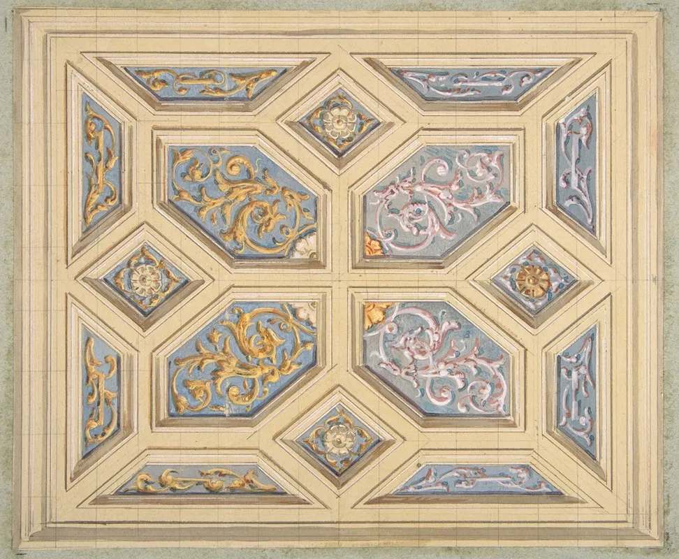 Design For A Coffered Ceiling Decorated With Rinceaux