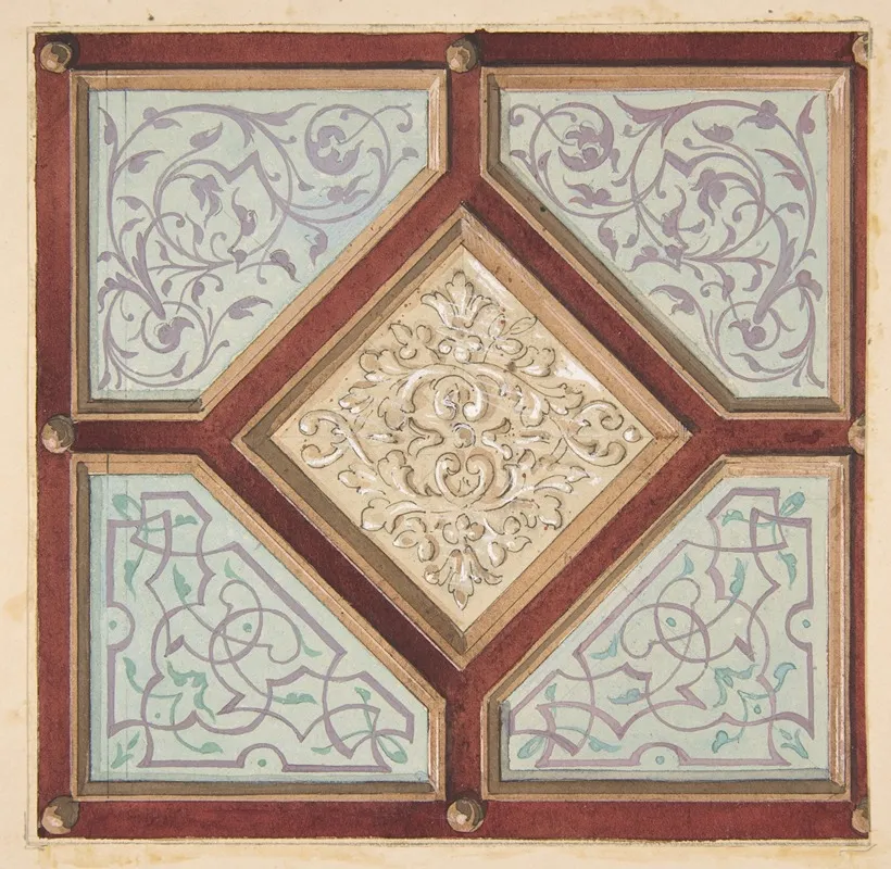 Design For A Coffered Ceiling With Alternative Decorative Patterns