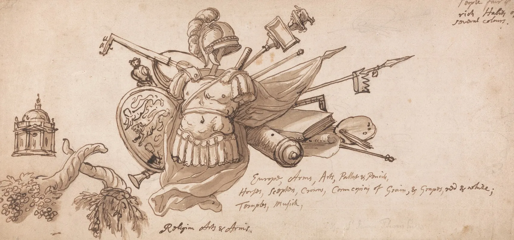Design For A Decoration Incorporating Motifs Allusive To The Arts Arms And Religion