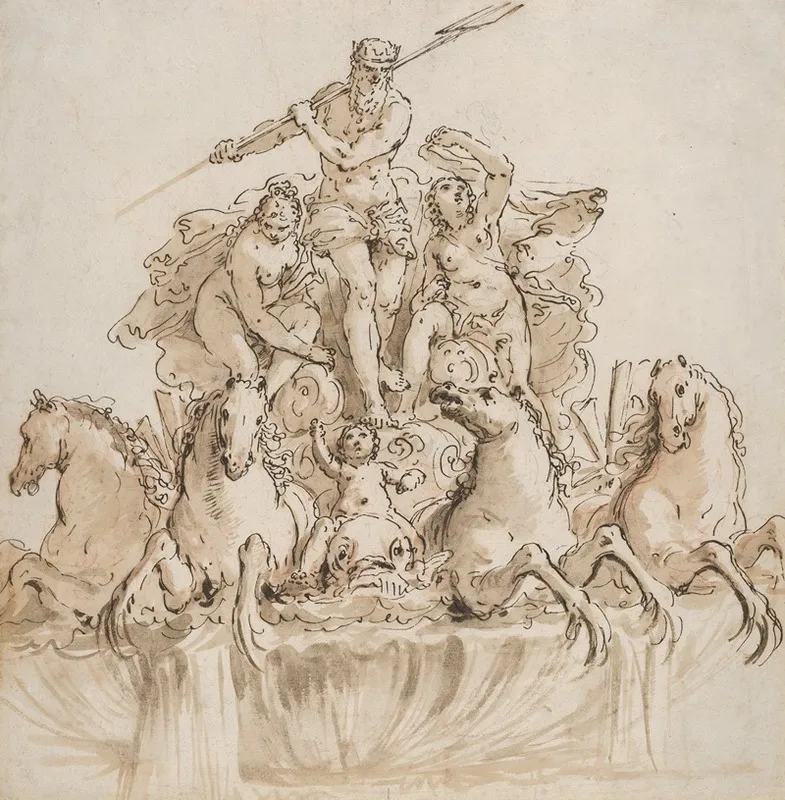 Design For A Fountain With Neptune In His Chariot