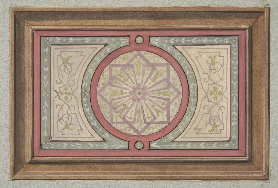 Design For A Framed Panel With Painted Decoration