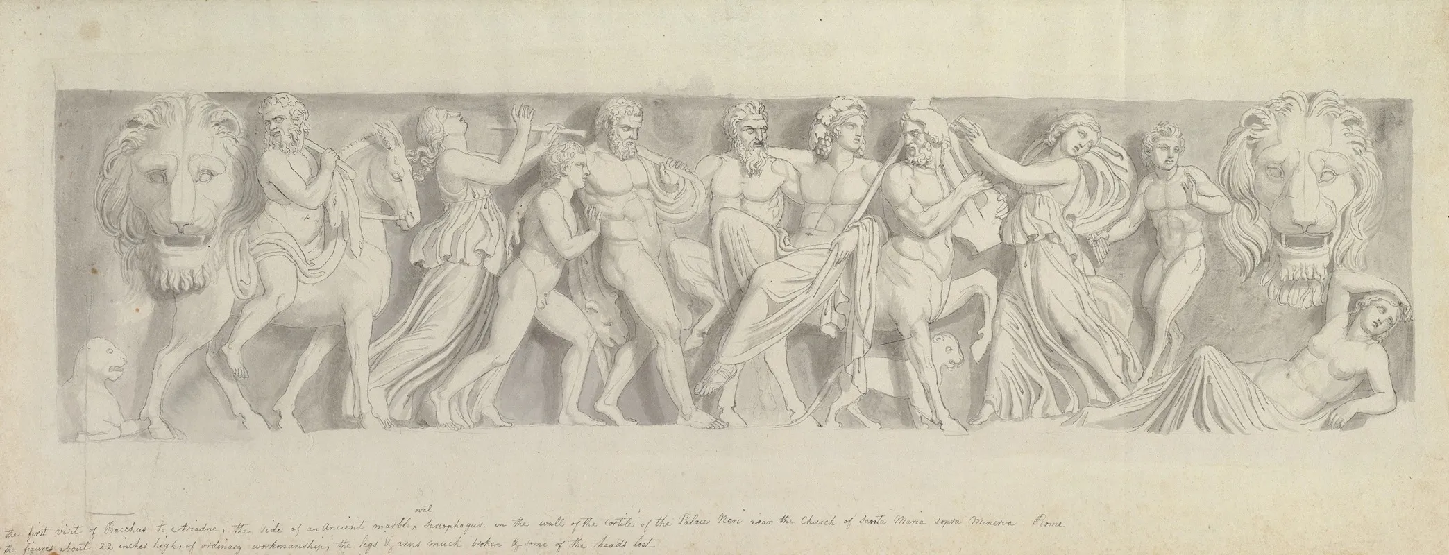 Design For A Frieze After A Roman Sarcophagus The First Visit Of Bacchus To Ariadne