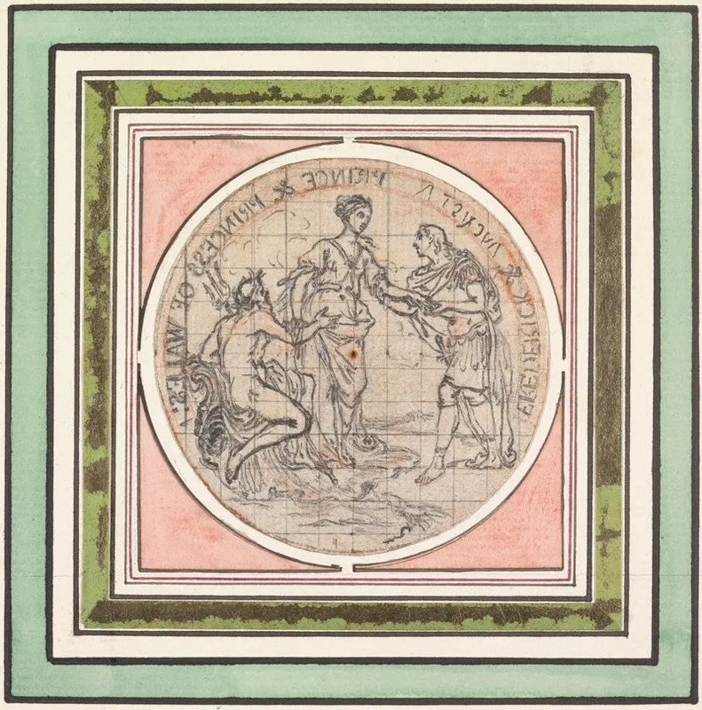 Design For A Medal Frederick And Augusta Prince And Princess Of Wales