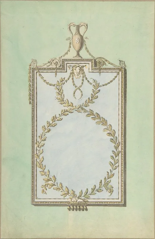 Design For A Mirror Surmounted By A Vase by John Yenn - Canvas Print