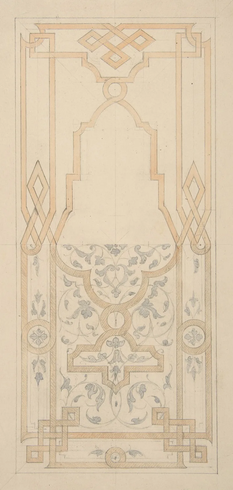 Design For A Panel Ornamented With Strapwork And Rinceaux