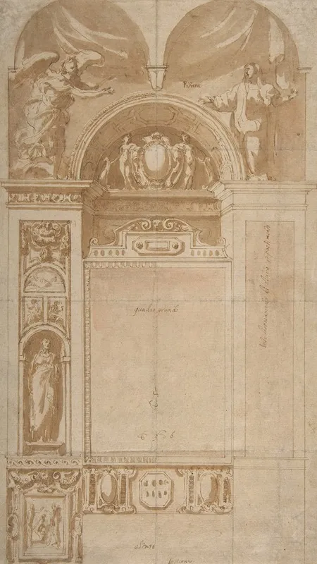 Design For A Reredos Or Frame And Setting For An Altar Painting by Cristoforo Roncalli - Canvas Print