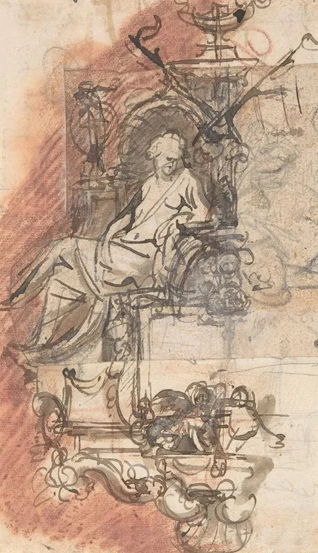 Design For A Sepulchral Monument With A Seated Female Figure by Pieter Verbruggen the Younger - Canvas Print