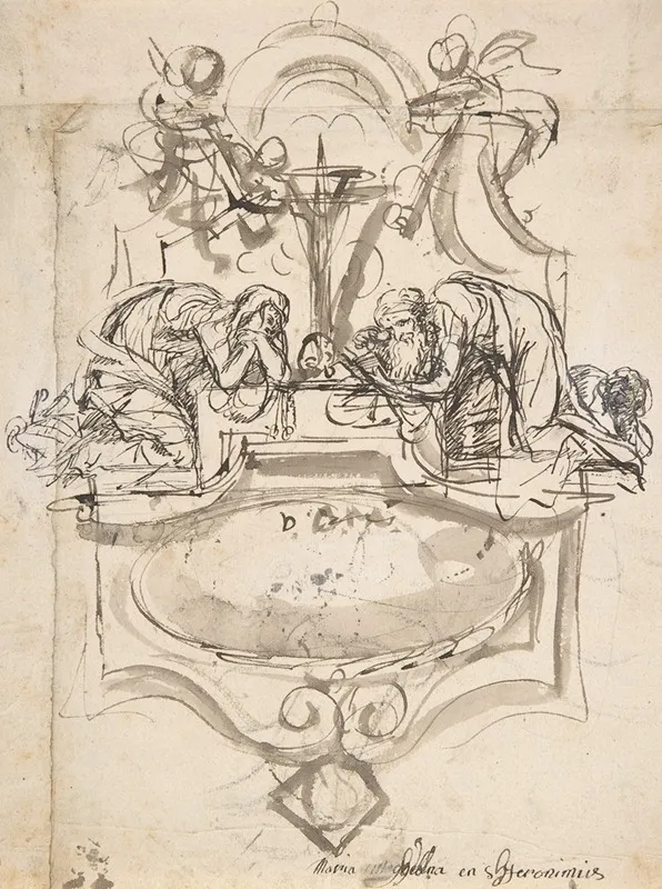 Design For A Sepulchral Monument With Mary Magdalen And Saint Jerome by Pieter Verbruggen the Younger - Canvas Print