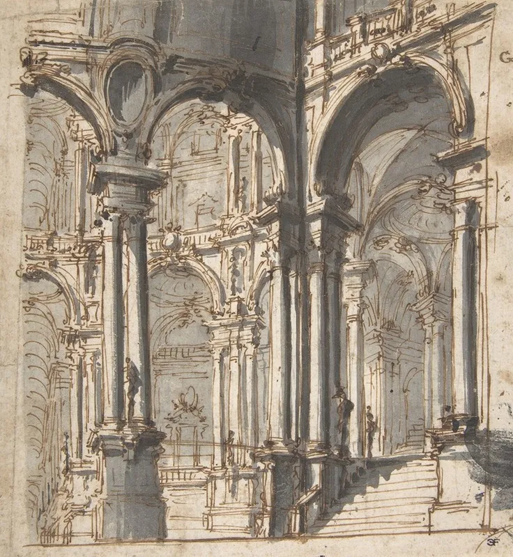 Design For A Stage Set 7 by Giovanni Battista Natali III - Canvas Print