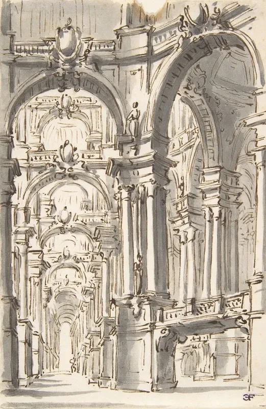 Design For A Stage Set 8 by Giovanni Battista Natali III - Canvas Print