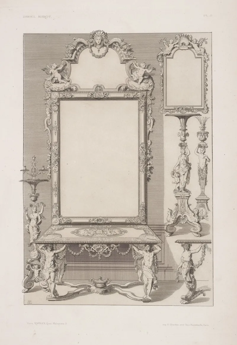 Design For A Table And Mirror With Legs In Shape Of Men And Women by André-Charles Boulle - Canvas Print
