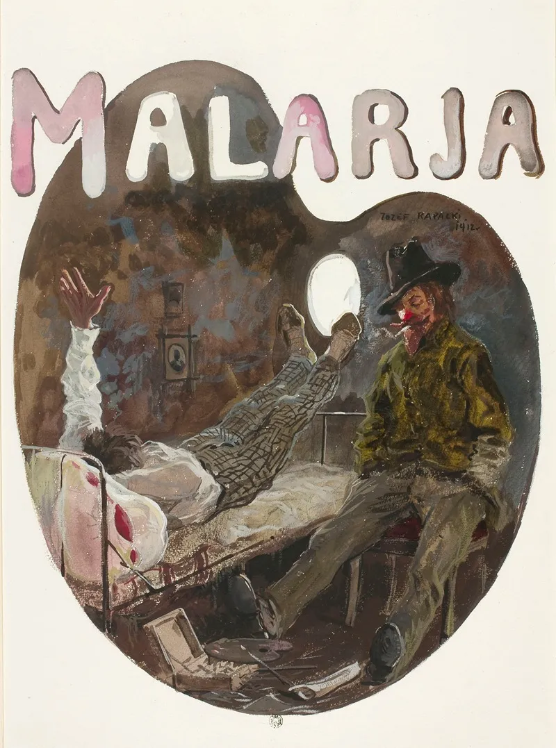 Design For A Title Page To Wiktor Gomulickis Short Story Malaria by Józef Rapacki - Canvas Print