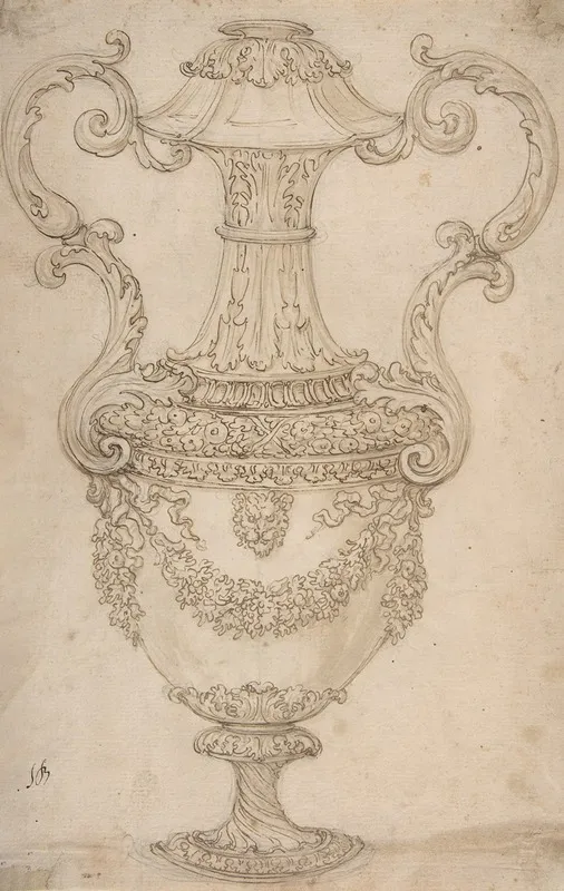 Design For A Vase With Handles Decorated With A Festoon