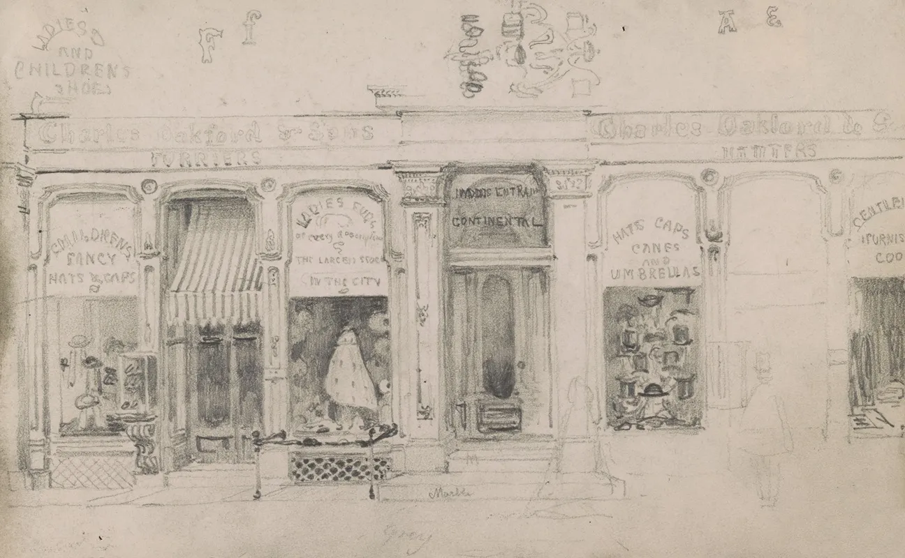 Design For Advertisement Charles Oakford Sons Furrier And Hatter Located At 104 Chestnut