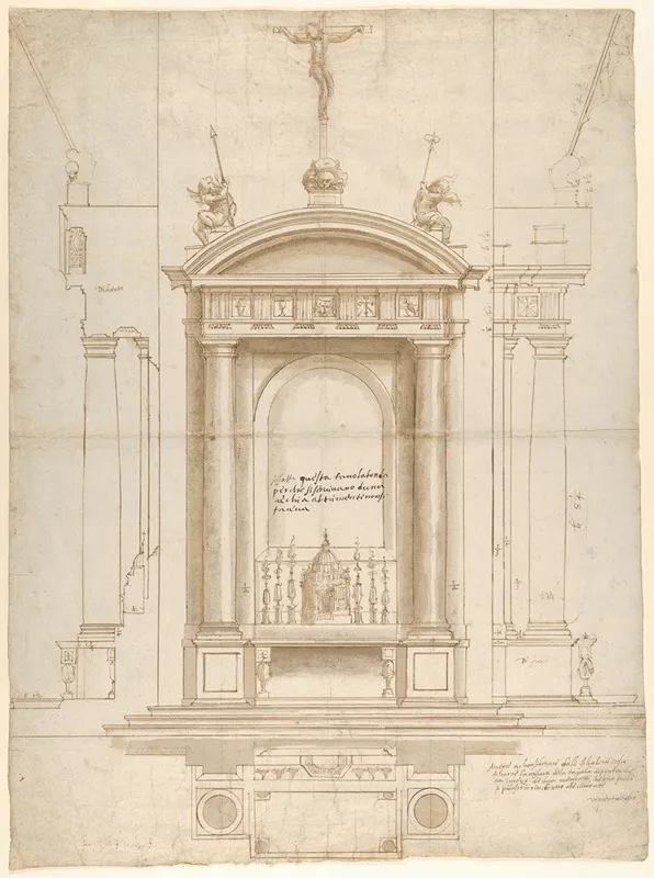 Design For An Altar Surmounted By A Crucifix In Four Different Views