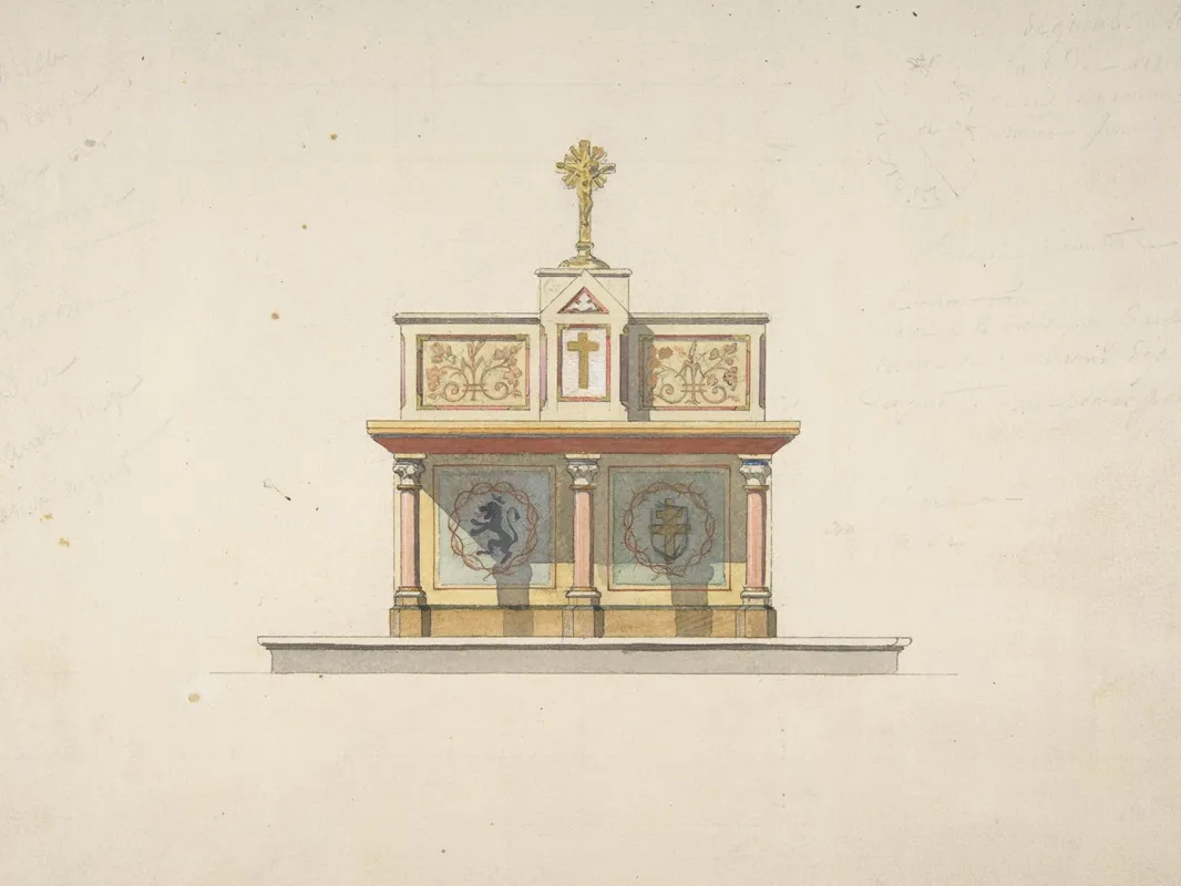Design For An Altar Table Surmounted By A Crucifixion