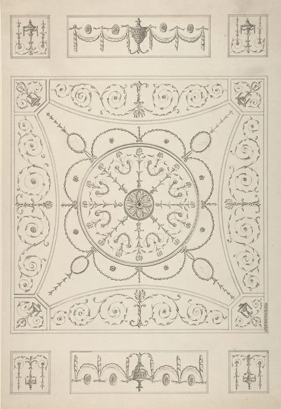 Design For An Oblong Ceiling With An Oval Centre by James Wyatt - Canvas Print