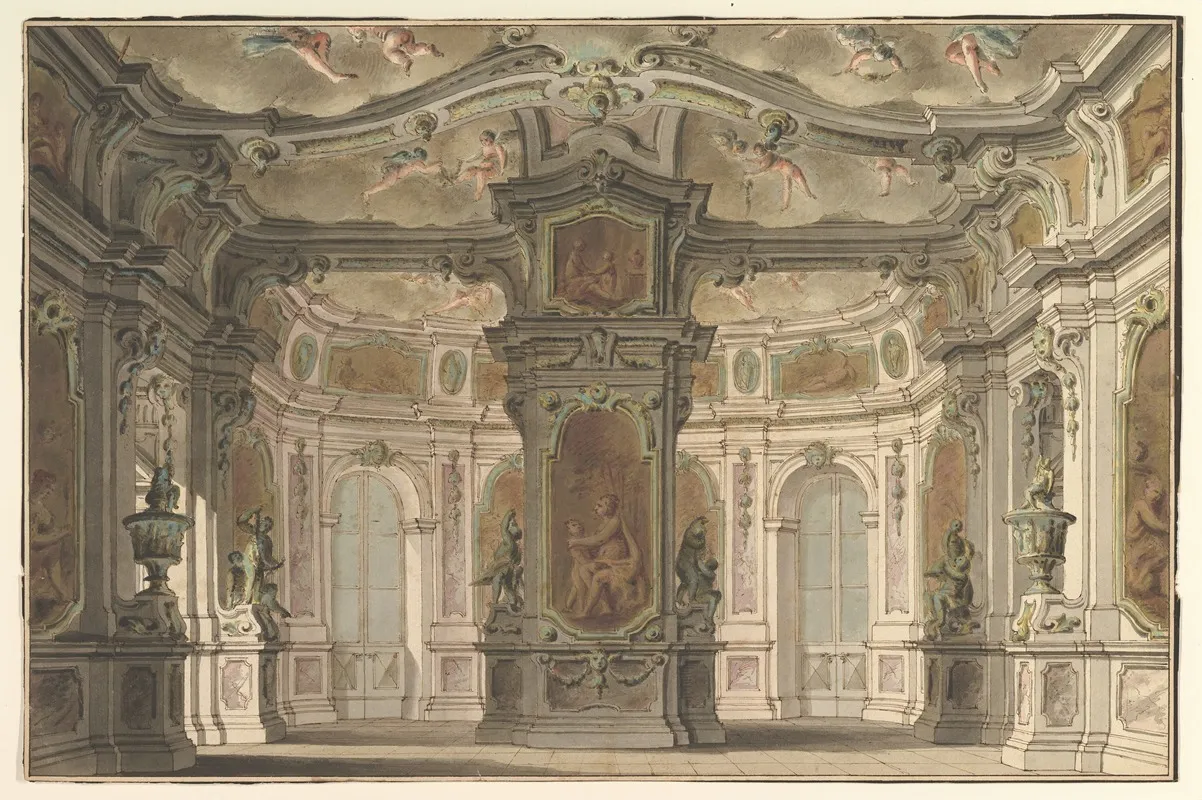 Design For An Opera Set A Congress Of Cupids by Carlo Zucchi the Younger - Canvas Print