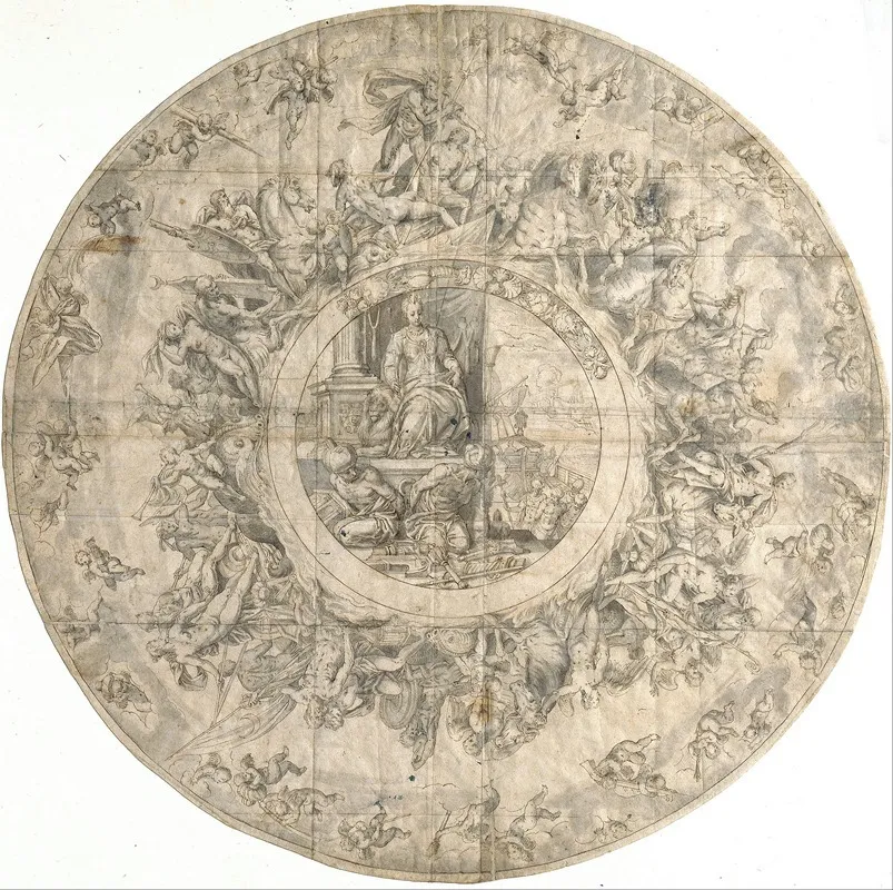 Design For An Ornamental Plate Showing The Triumph Of Venice Over The Turks