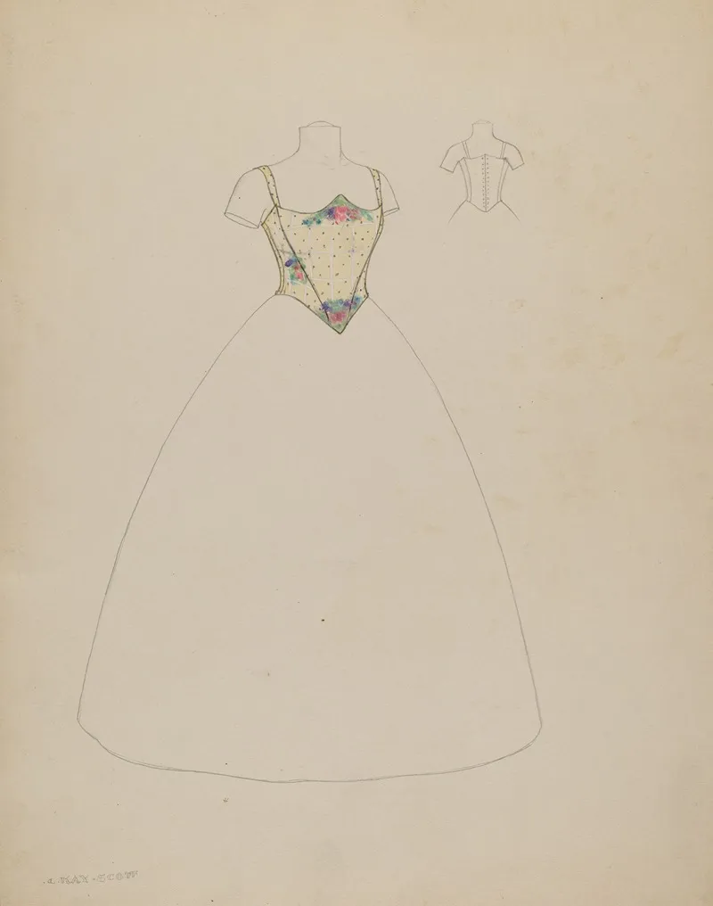 Design For Bodice by Creighton Kay-Scott - Canvas Print