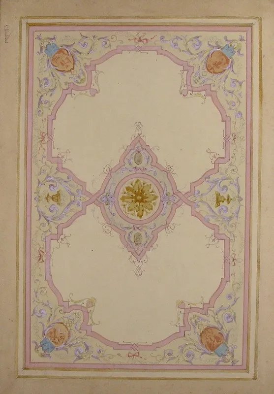 Design For Ceiling Decorated With Lavender Arabesques by Charles Monblond - Canvas Print