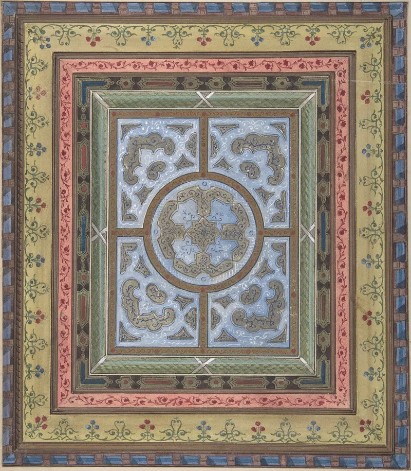 Design For Ceiling With Plant And Arabesque Decoration by Charles Monblond - Canvas Print