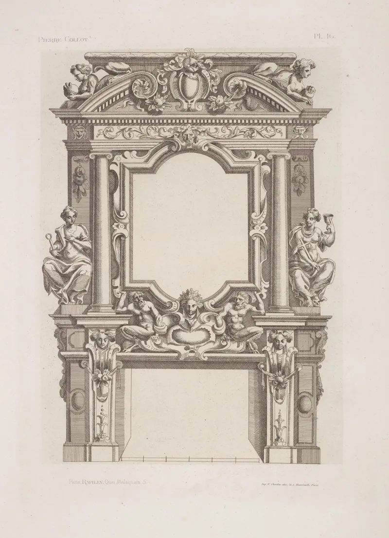 Design For Chimney Piece With Allegorical Female Figures On Either Side Of Mantelpiece by André-Charles Boulle - Canvas Print