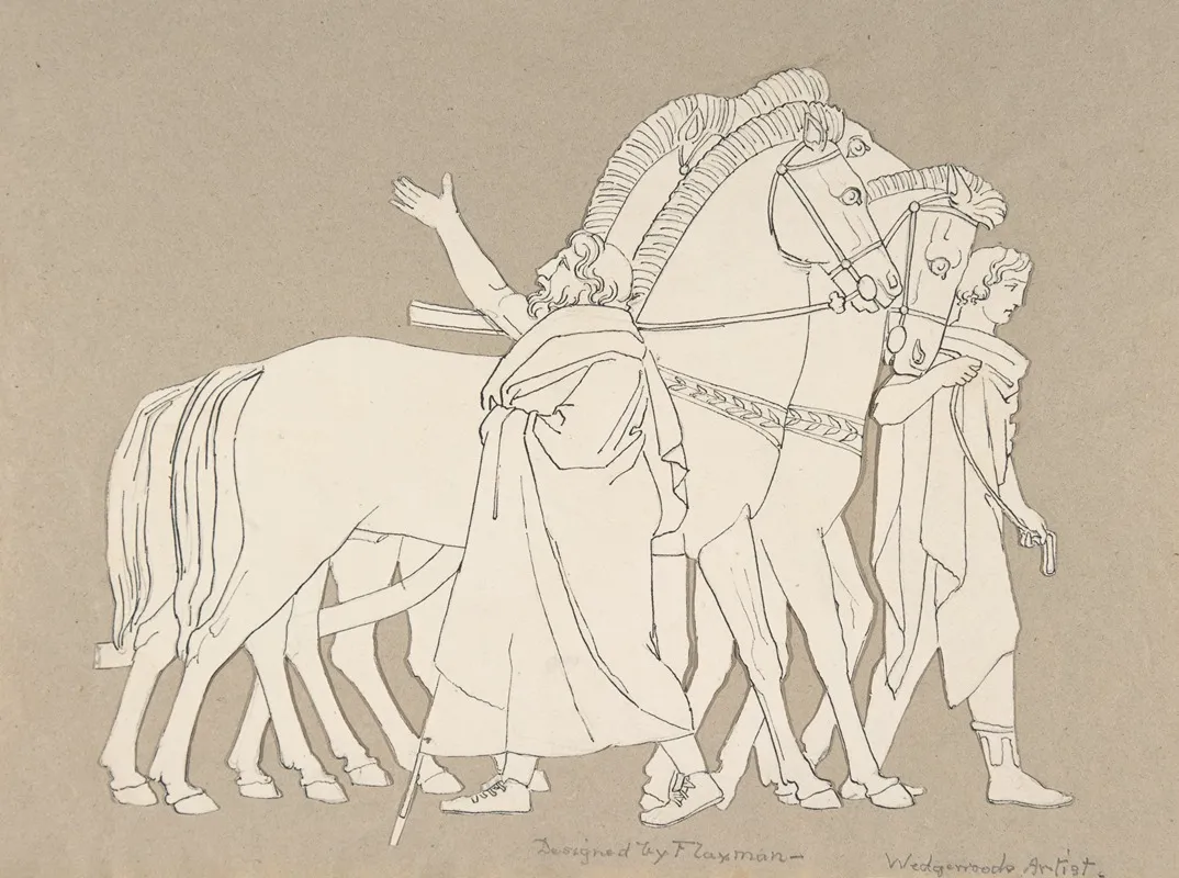 Design For Large Fireplace White Tiles Produced In Wedgwoods Factory by After John Flaxman - Canvas Print